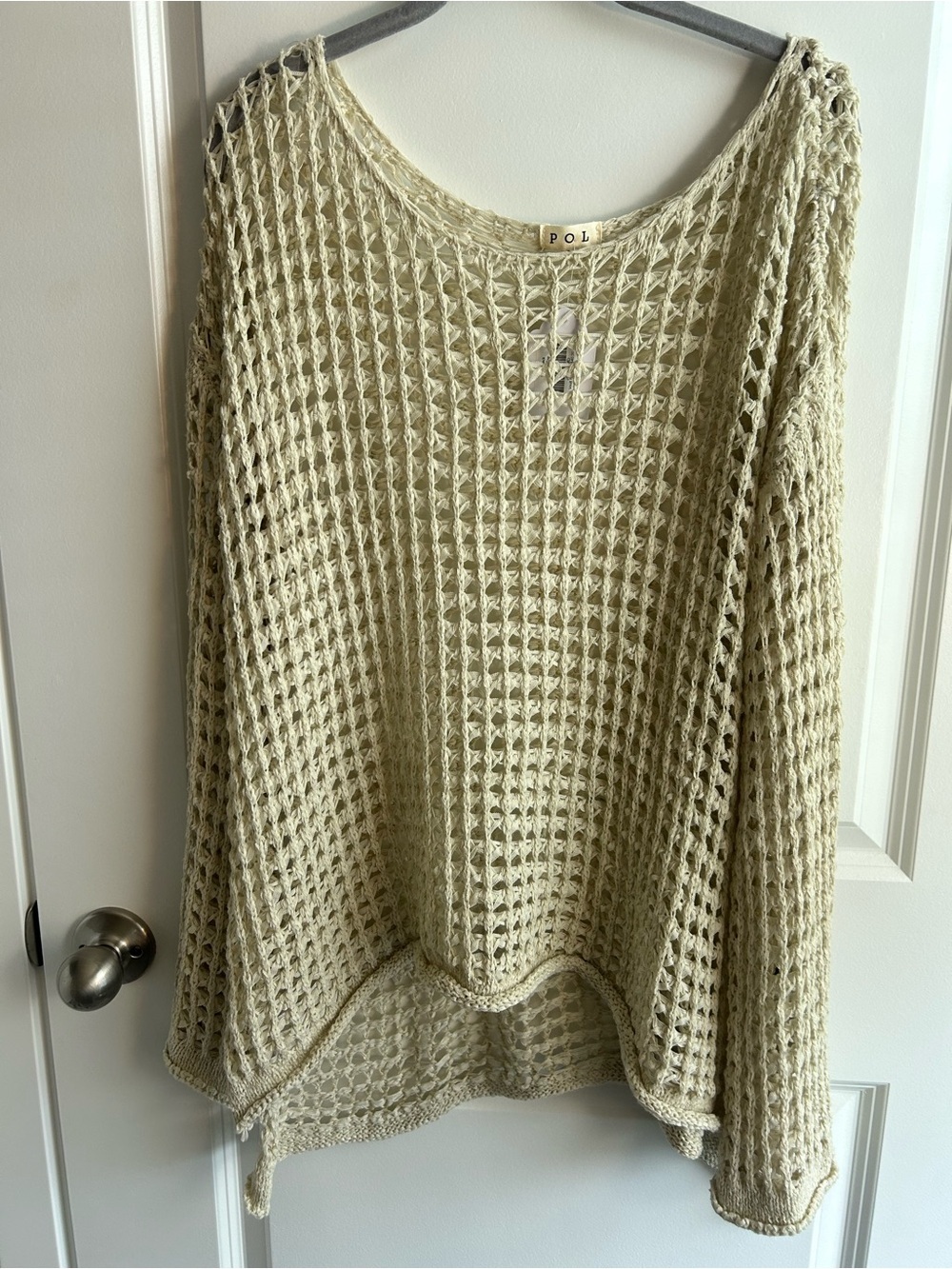 POL Open Weave Scoop Neck Sweater in Light Beige